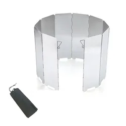 Outdoor Camping Stove Wind Shield 10 Plates Ultra Light Aluminum Alloy Foldable With Bolt Wind Shield  With Cloth Bag