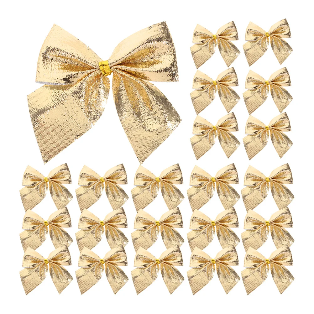 

60 Pcs Christmas Decorations Holiday Wreath Bow Mini Tree Bows Golden Small for Hair
