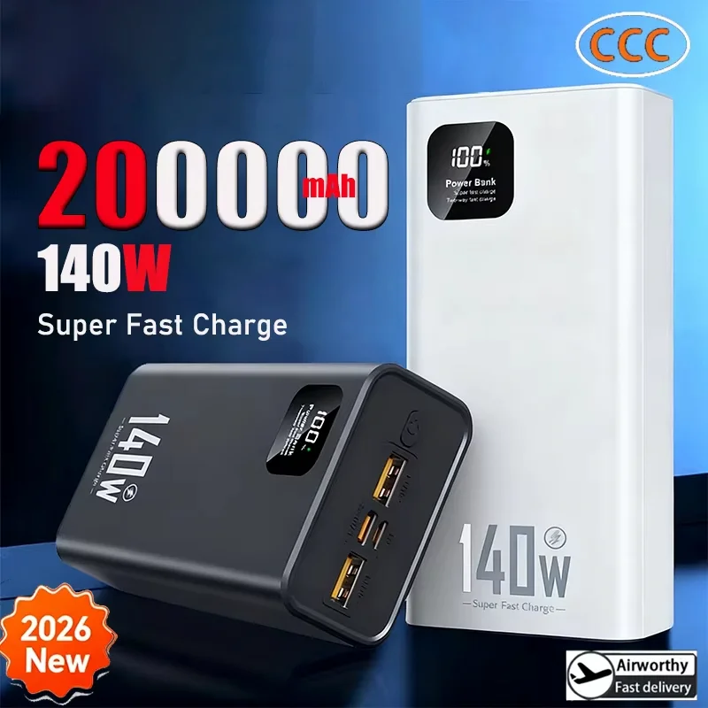 

200000 мАч Power Bank Портативное PD 22,5 Вт 140 Вт Высокая емкость Сверхбыстрая зарядка Зарядное устройство для iPhone Samsung Huawei