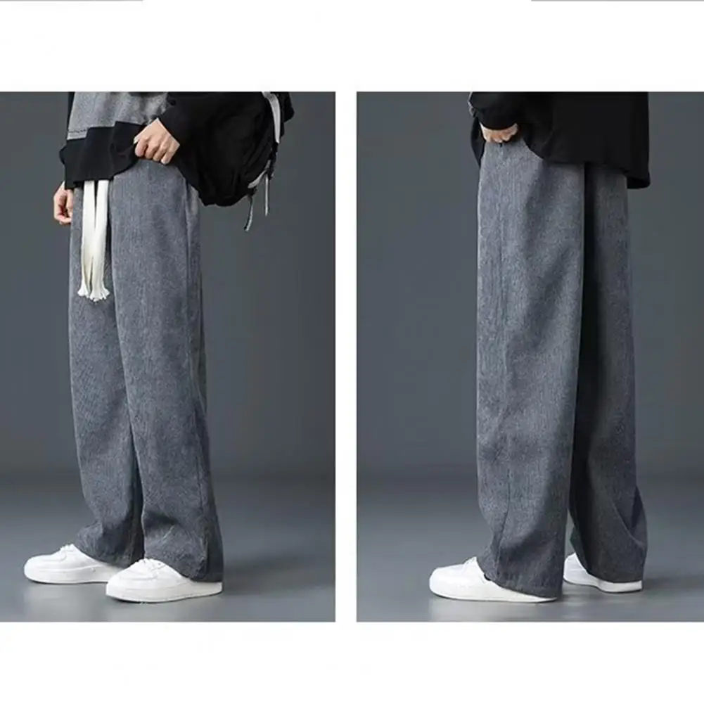 Men Fleece Pants Cold Weather Sweatpants Thick Plush Men's Winter Pants with Drawstring Waist Wide Leg for Casual for Comfort