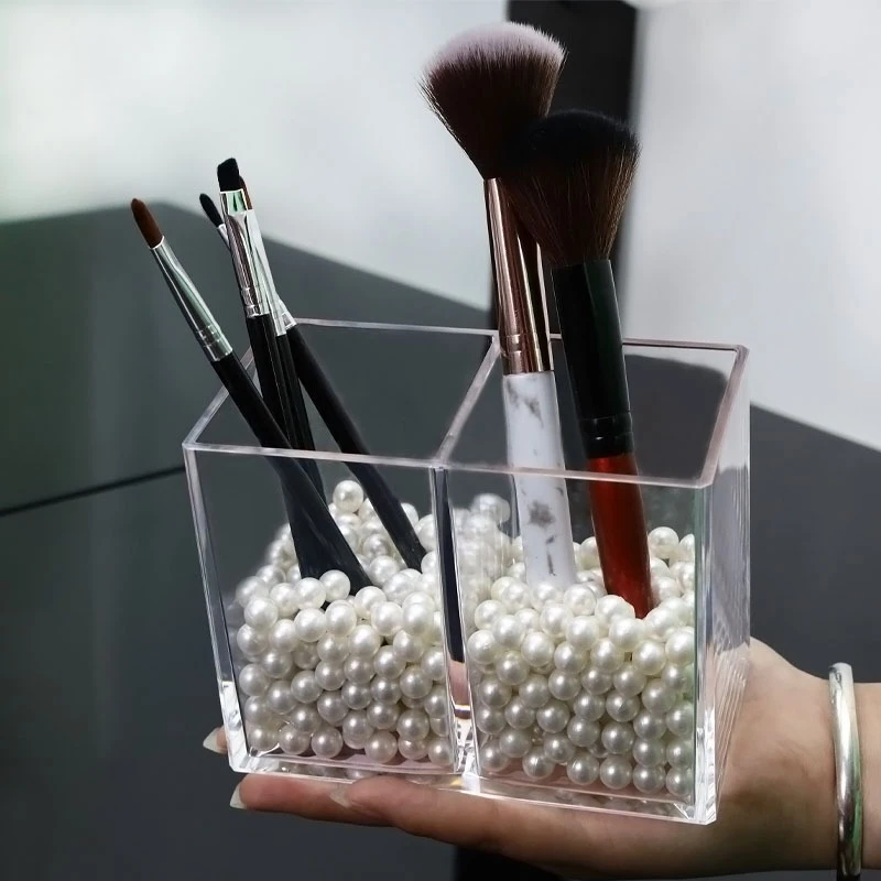 2 Grid Transparent Eyebrow Pencil Brush Holder Organizer For Cosmetics Makeup Organizer Boxes Brush Containers Storage Box