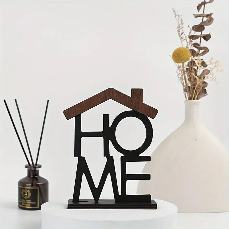 Creative Wooden Home Ornament for Living Room Coffee Table, Closet, Desktop, Small House-Shaped Decoration, Housewarming Birthday Gift