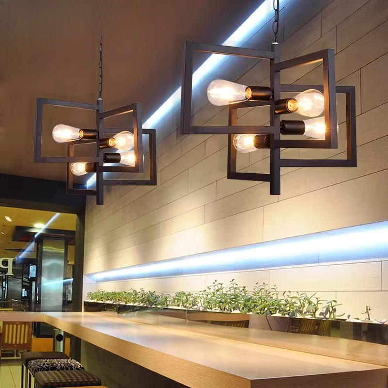 Loft retro industrial wind chandelier wrought iron living room theme bar personality creativity nostalgic Internet cafe Internet