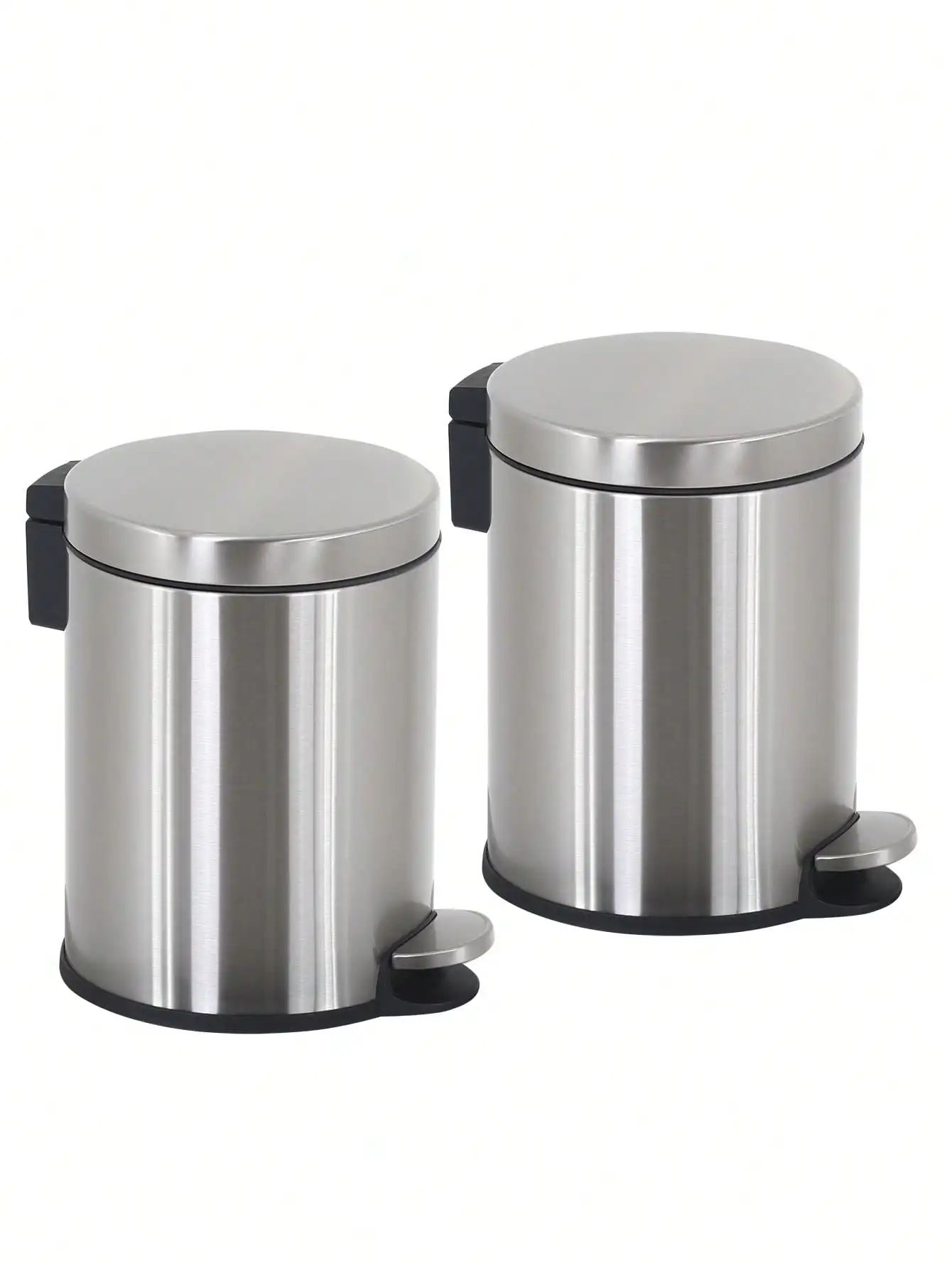 

Набор из 2 мусорных баков, 1,6 галлона | Круглое портативное мусорное ведро из нержавеющей стали с крышкой с плавным закрыванием и педалью для открывания | Металлические отходы Bas
