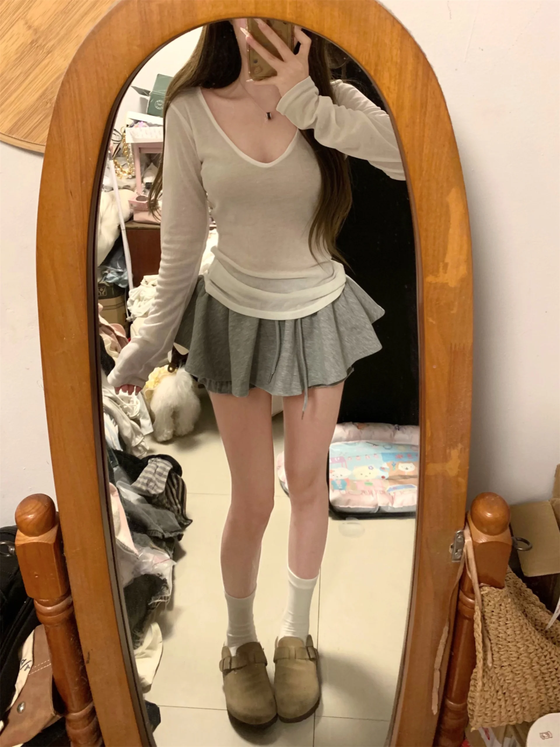 

ay Ballet Sport ort Skirt Women Summer High Waist A-Line Casual Sexy Fluffy Skirt Pants Anti-Light f-length Skirt