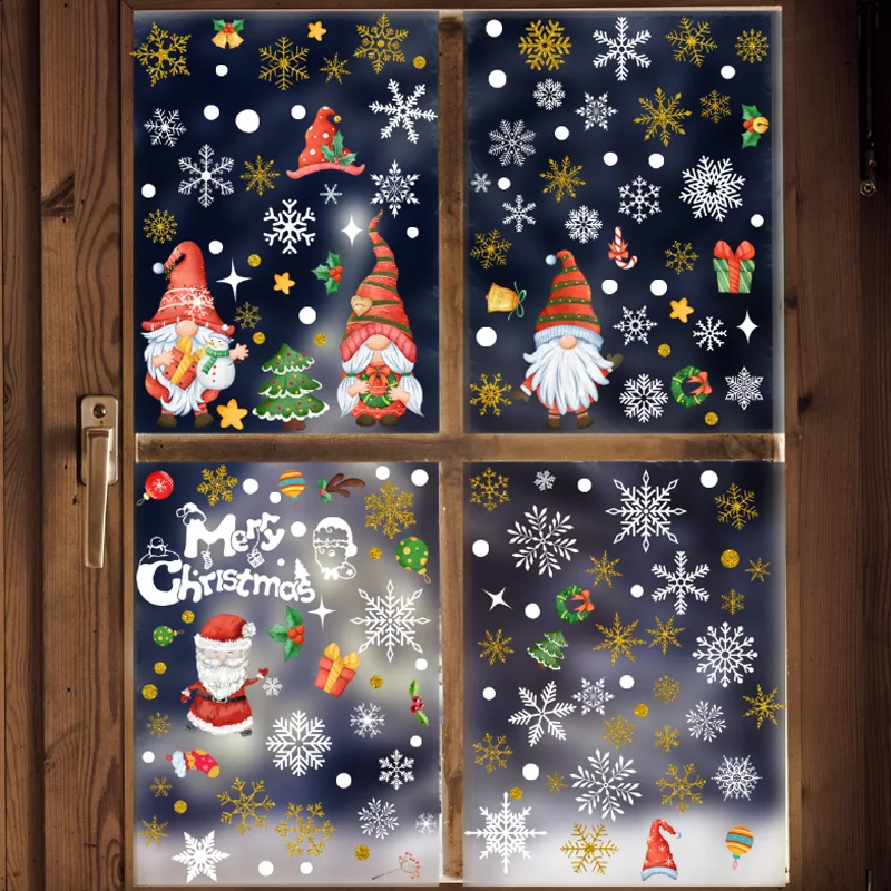

Christmas snowflakes Wall Sticker Window Glass Toilet Sticker Bathroom Decoration Self-adhesive Removable Waterproof Antifouling