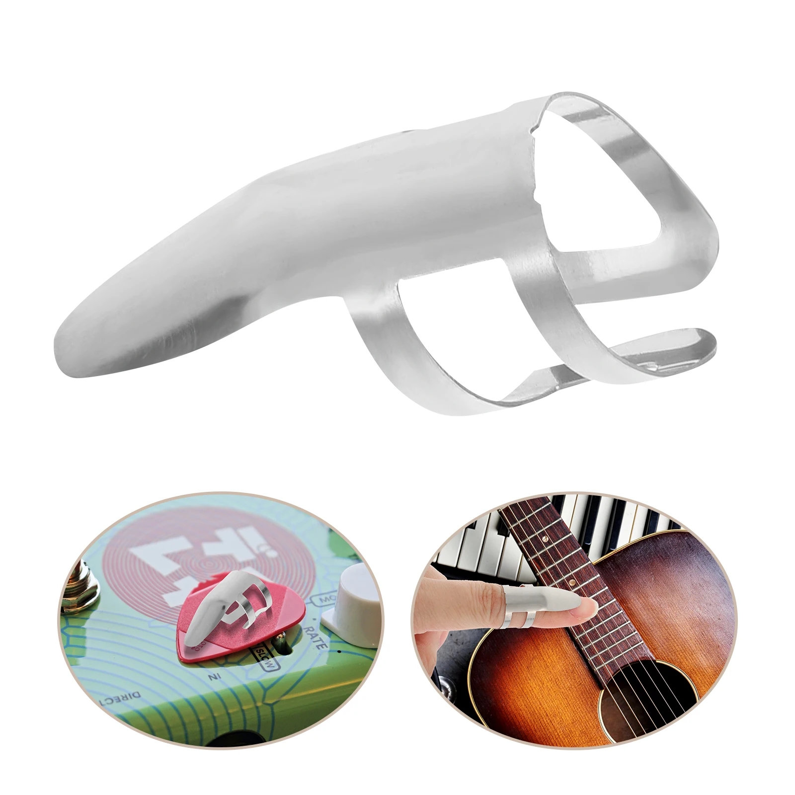 

6 Pcs Large Hole Finger Pick Picks for Playing Guitar Stainless Steel Component Folk Grip