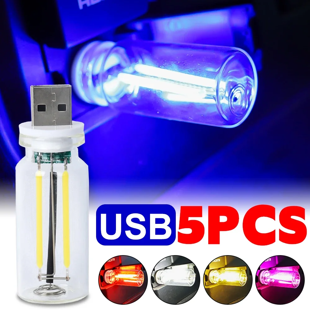 

USB Car Atmosphere Light Glass Bottle Night Light USB 5V 1A/2A Retro LED Filament Touch Dimming Bulb Touch Control Bedside Lamp