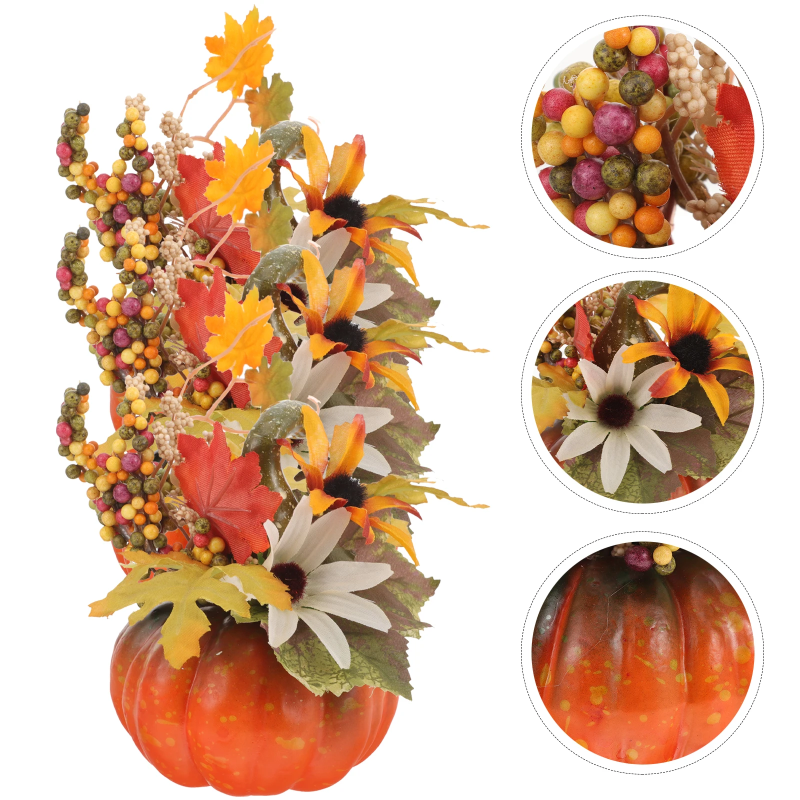 

3pcs Artificial Maple Leaf Pumpkin Decor Autumn Home Decoration Decorative Props Party Bedroom Table Lightweight