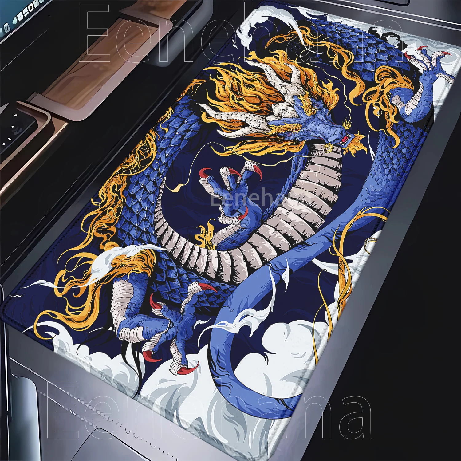 Mauspad Dragon Gamer HD-Druck 400 x 900 mm Tastatur rutschfest großes Mauspad Computer Bürozubehör Overlock XXL Schreibtischunterlage