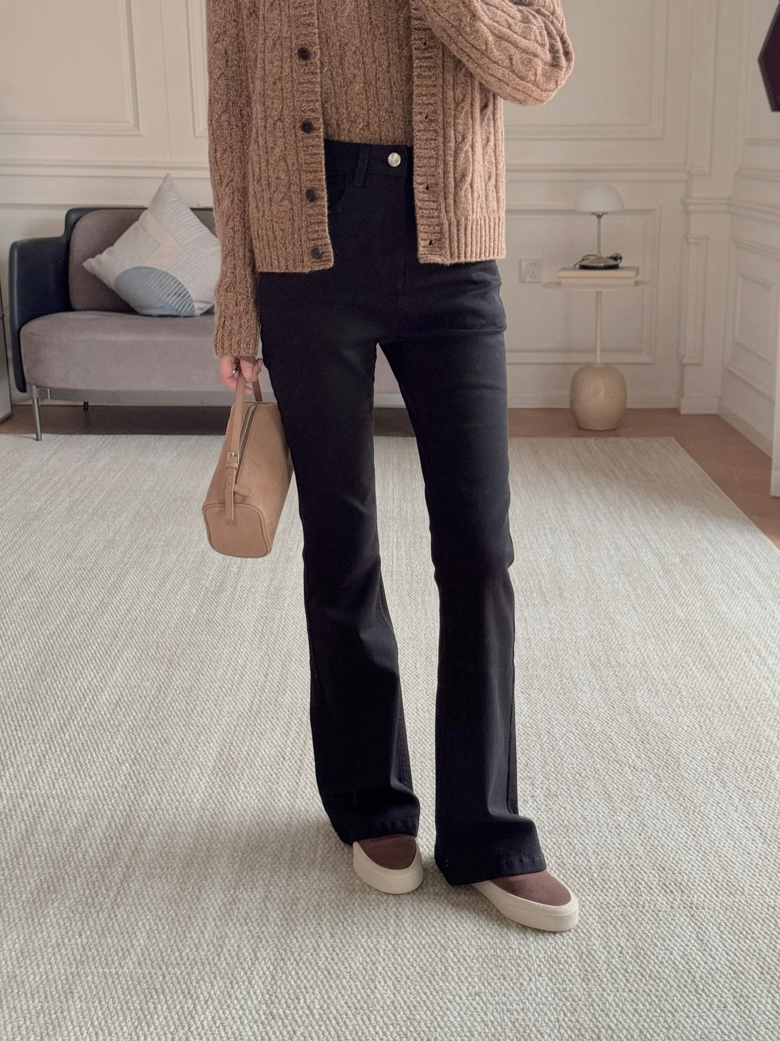 

Женские джинсы-клеш Slim Fit с флисовой подкладкой, с вышивкой, осенне-зимние, теплые, длинные, повседневные, прямого кроя