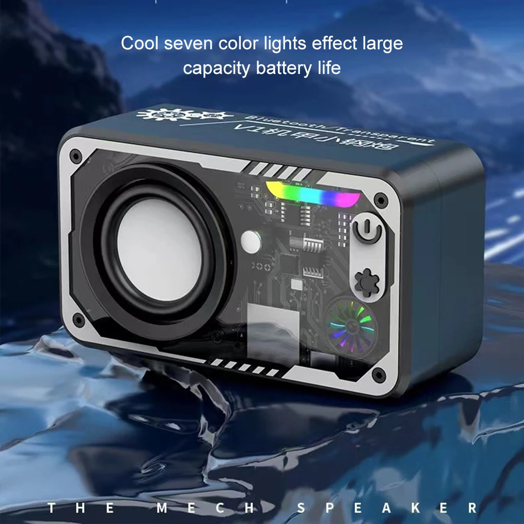 Transparent Mecha Speakers Bluetooth 5.0 Wireless Double Bass Diaphragm Subwoofer Music TWS RGB Light Mini Party Loudspeaker