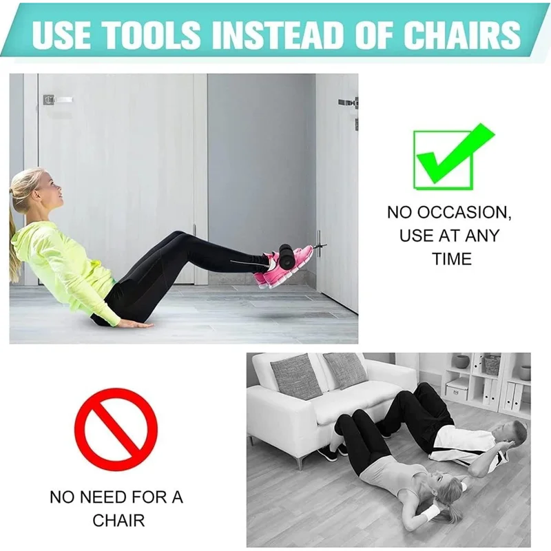 Adjustable Door Sit Up Bar for Abs Workout and Assisted Crunches Foot Holder Bar W/ Padded Gym Home Portable Fitness Equipment