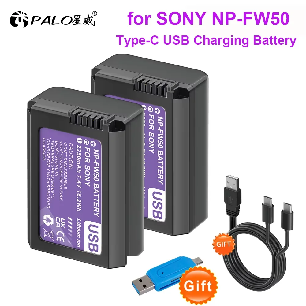 NP-FW50 NP FW50 tipo C batería USB para Sony ZV-E10 A6000 A6400 A6300 A6500 A7 A7II A7RII A7SII A7S A7S2 A7R RX10 IV ILCE-QX1