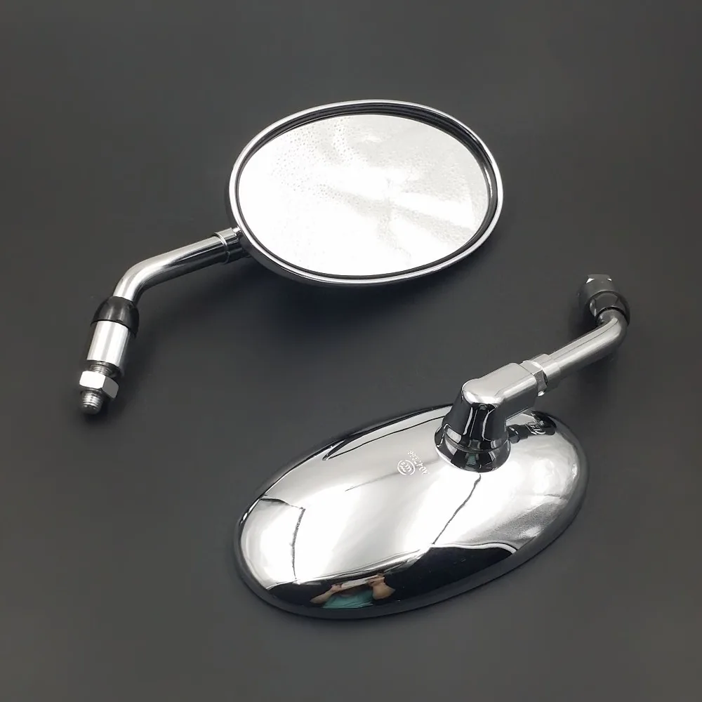 

10 mm Big Oval Side Rear view Rearview Mirror For Honda Kawasaki Suzuki Tri Motorcycle Street Bike Cruiser Chopper CB VN VT VTX