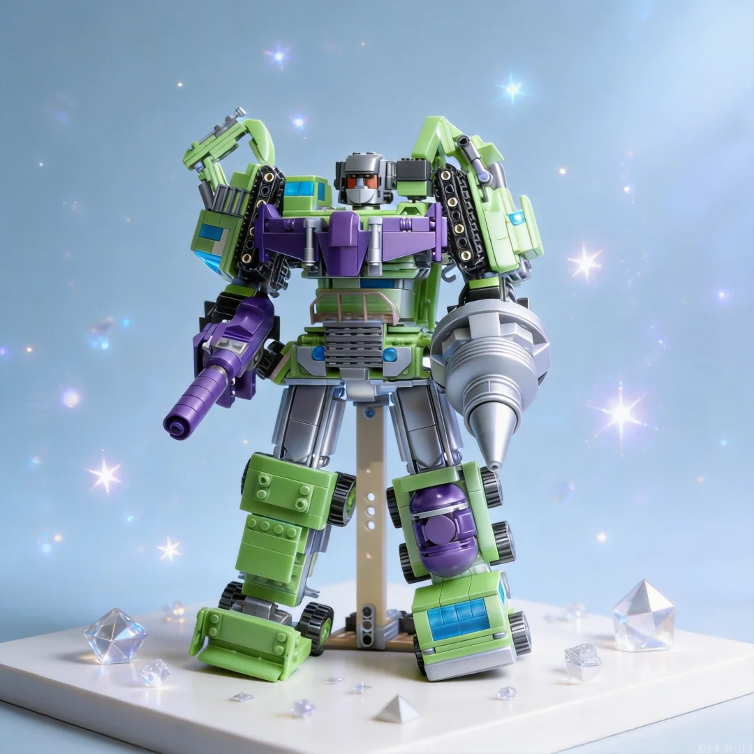 KNEW BUILT 6-in-1 Engineering Vehicle Transformable Robot Building Blocks Toy-Desk Decor,DIY Gift for Birthday Christmas Party