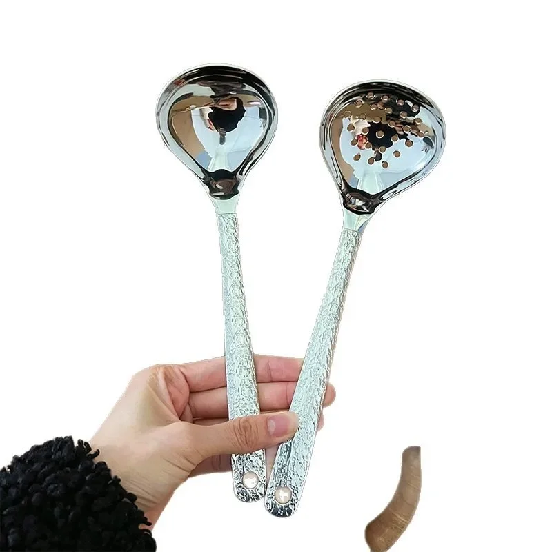 

304 stainless steel colander, kitchen household, large deepened, drinking long-handled hot pot