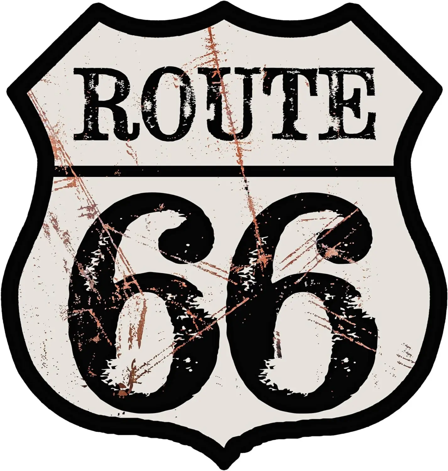 | Vintage Route 66 Tin Sign in Authentic White | Shield Shape 15x14 inches