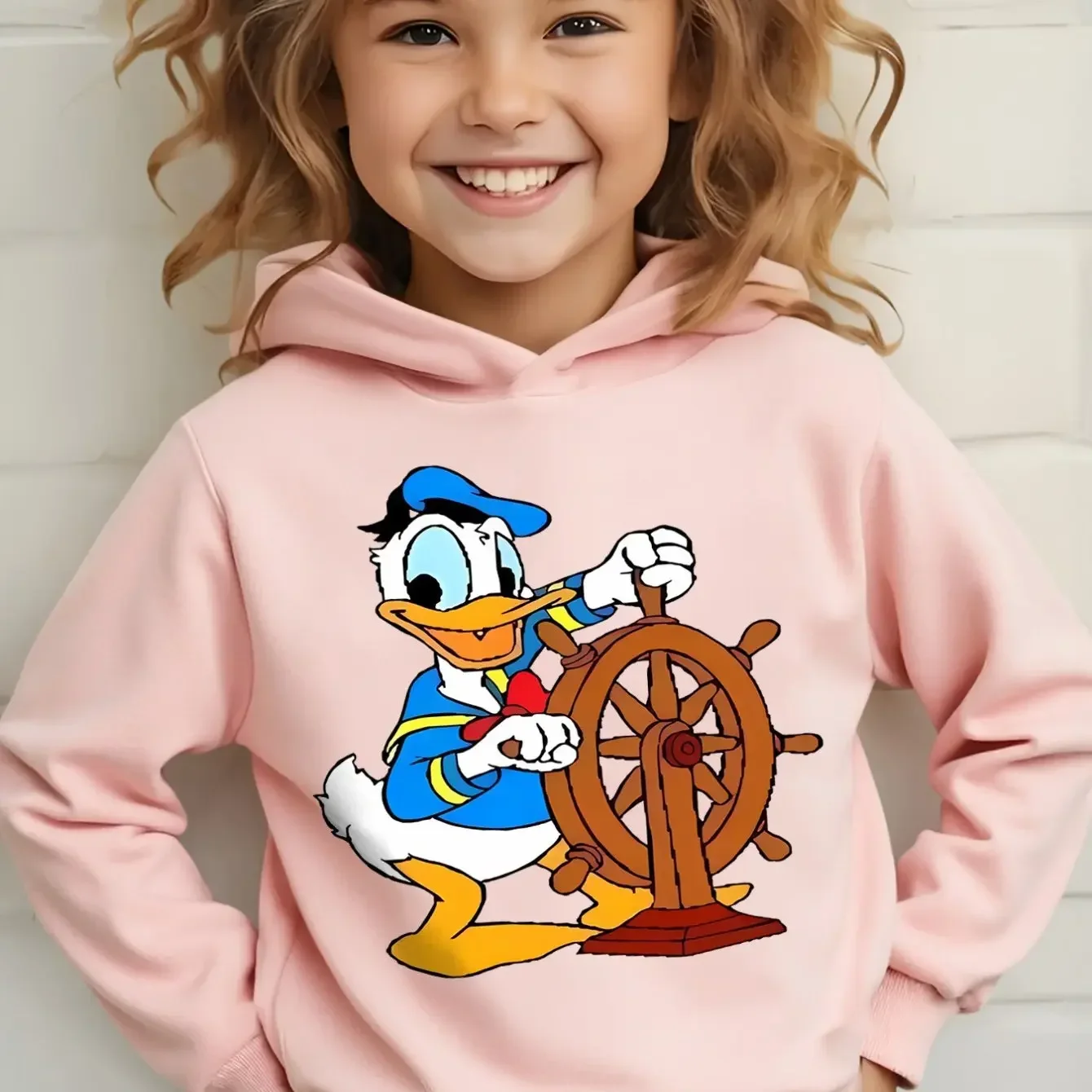 ديزني دونالد داك الخريف الشتاء موضة الاتجاه الأطفال مقنعين البلوز اليومية في الهواء الطلق الرياضة الشارع ملابس علوية فضفاضة غير رسمية