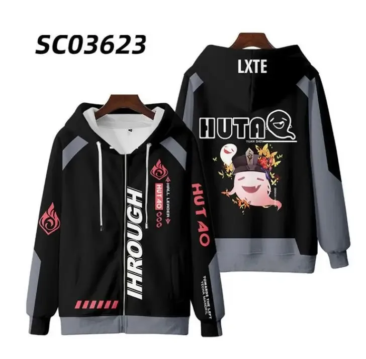 Hot Game Genshin Impact Hu Tao Hutao Cosplay Costume Unisex 3D Hoodie Sweatshirt Streetwear Y2k Fashion Zipper Hooded Jacket