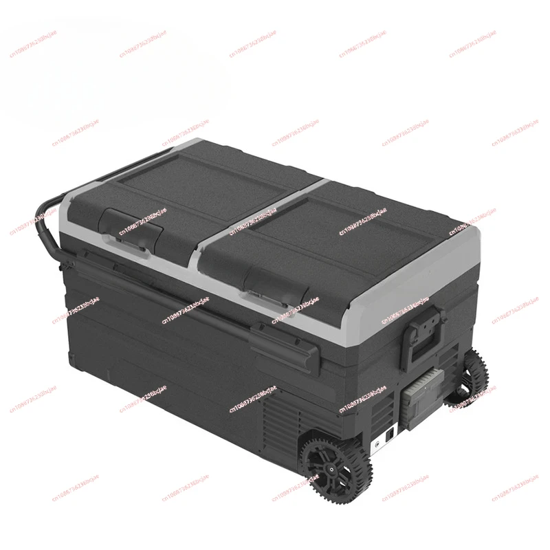 75L DUAL ZONE PORTABLE FRIDGE OR FREEZER WITH SOLAR CHARGER BOARD PLUS HANDLE+WHEELS AND BATTERY