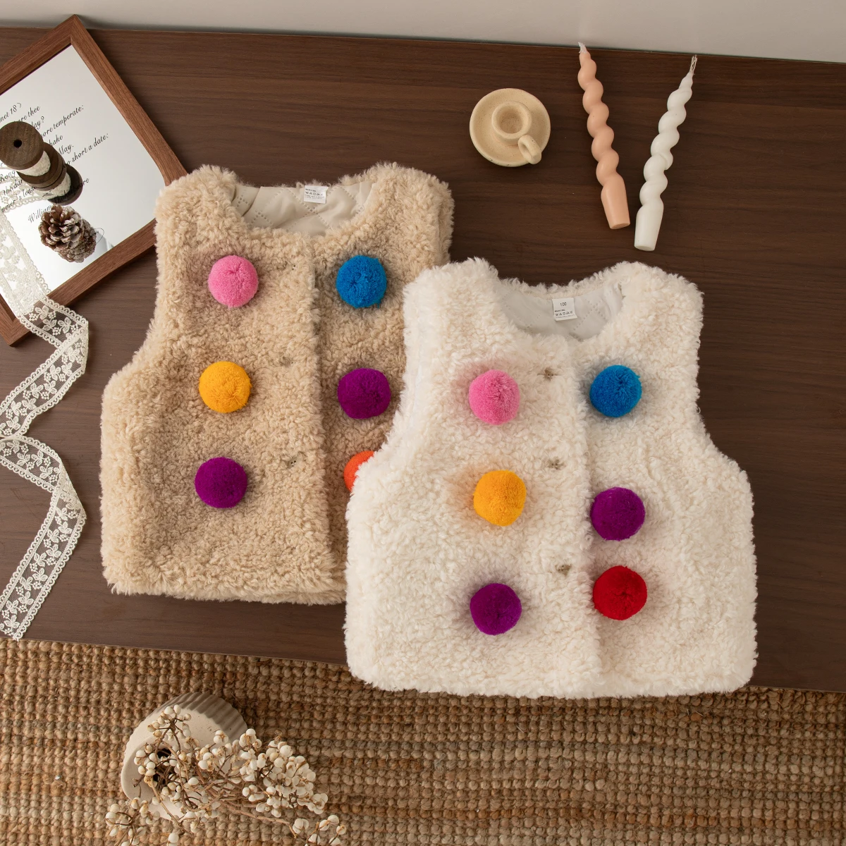 Autumn And Winter Fashion Comfortable Thicken Warm Toddler Vest Korean Style Simple Lovely Casual Sleeveless Baby Girl Tops