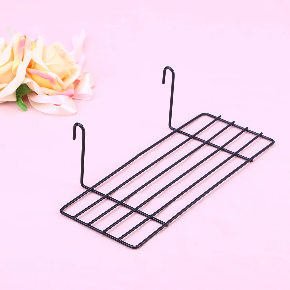 

Decor for Shelves Wire Storage Rack Hanger Basket Straight Shelf Black Grid Panel