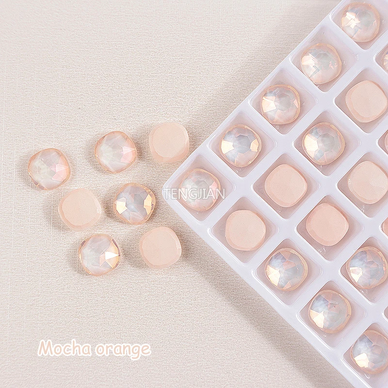 7MM Square Octagonal Mocha Microtip Glass Crystal Mix Color Nail Art Rhinestone 30/100Pcs DIY Manicure Shiny Diamond