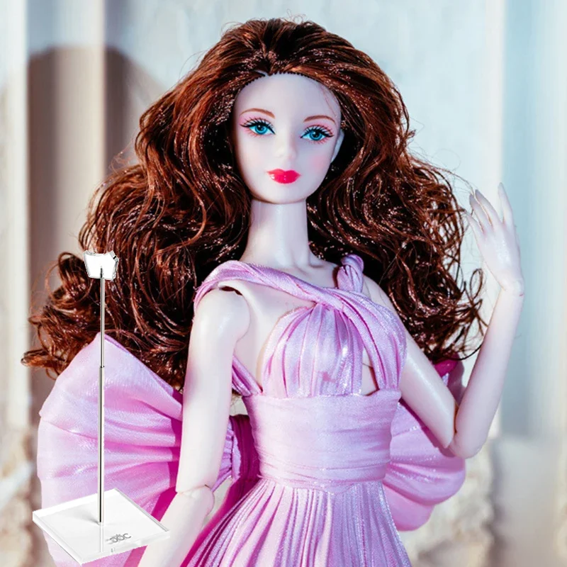 Muñeca de supermodelo de 32cm con soporte para muñeca, vestido de princesa rosa a la moda, juguetes DIY de piel negra, regalo Original Popular de coleccionista europeo