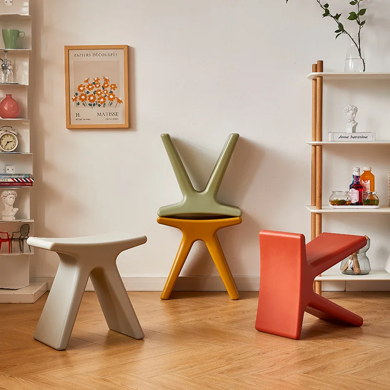 

Nordic Plastic Living Room Stool Shoe Changing Bench Plastic Chair Vanity Chair Step Stool Portable Stool Space Saving Furniture