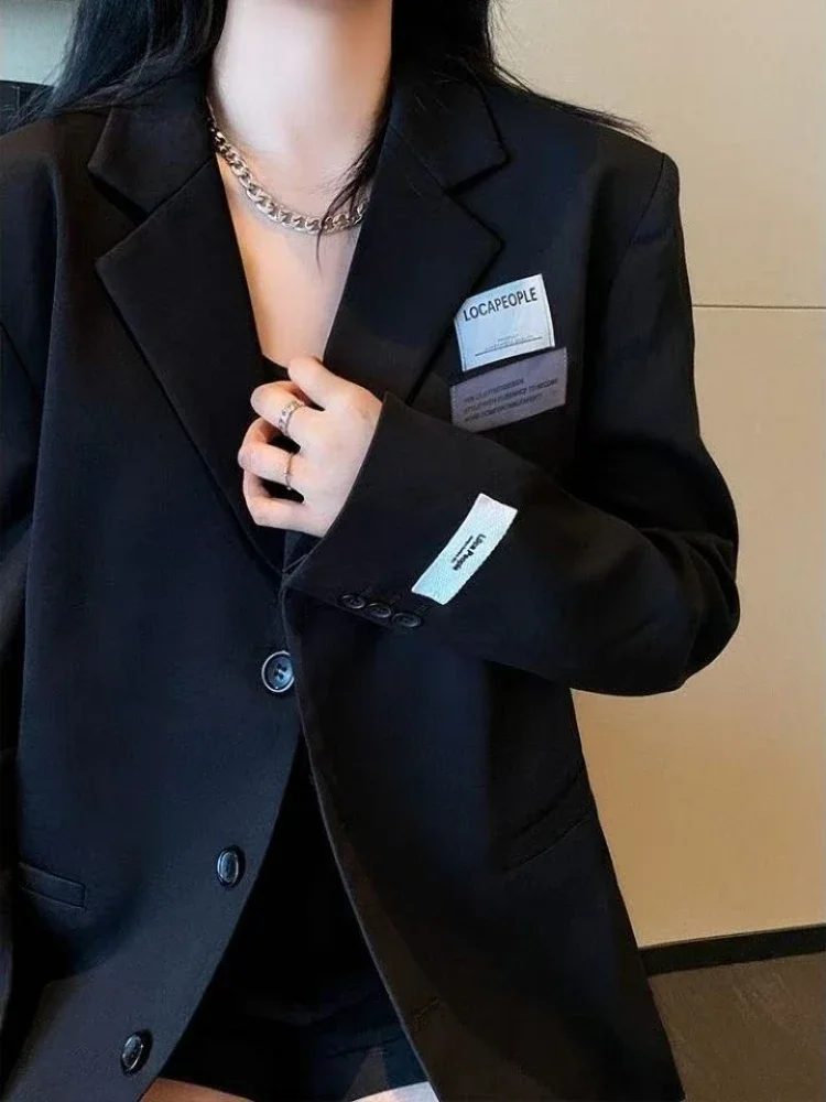 Spring Autumn Preppy All Match Suit Coat Loose Solid Color Lapel Casual Buttons Outerwear Japanese Uniform Women Blazer Jacket