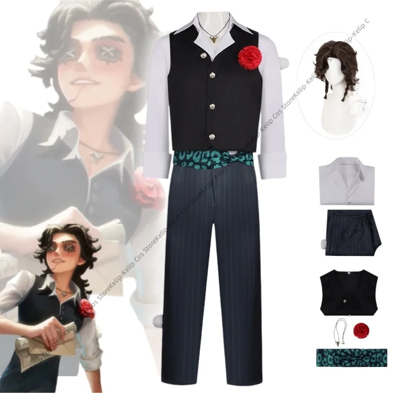 

Prospector Hernando Romero Cosplay Costumes with Wig Identity V Matador Vest Shirt Outfit Suit for Men Carnival Party