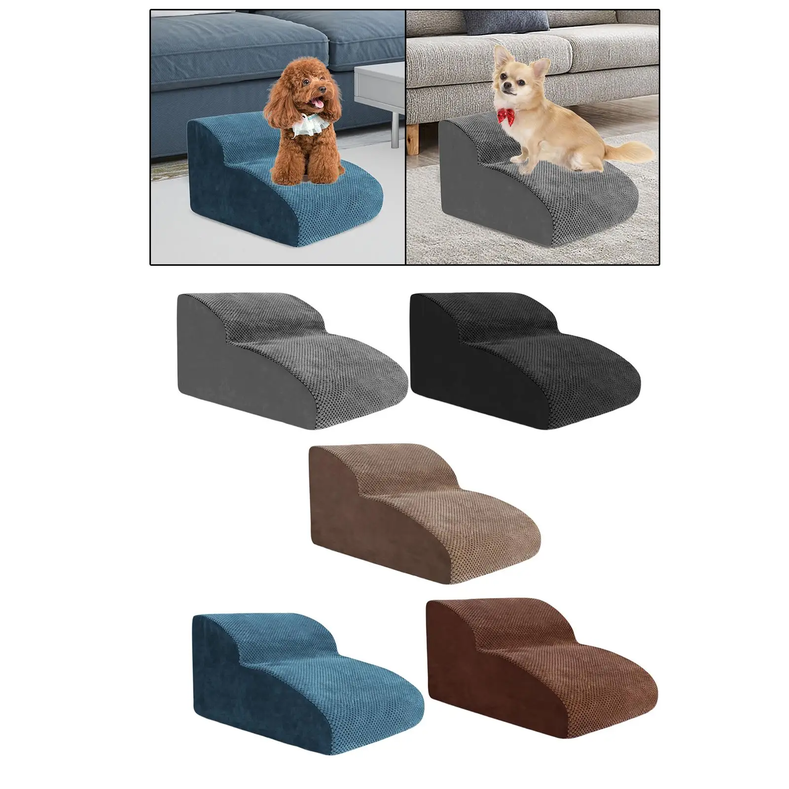 

Dog Stairs Step, 2 Steps Comfortable Nonslip Bottom for Small Dogs, Pet Ramp Dog Pet Stairs Ramp for High Bed,