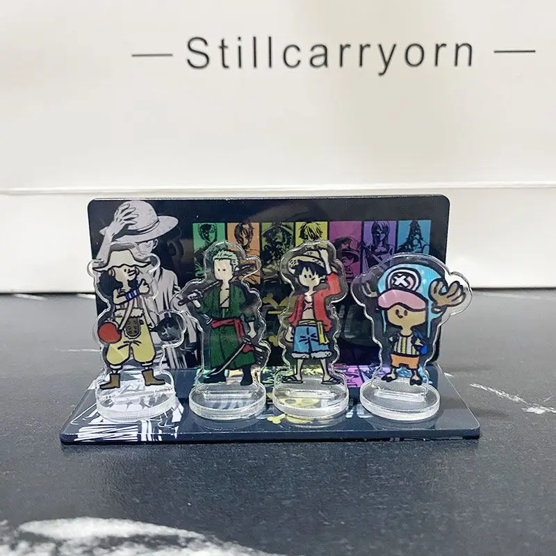 10 stks EEN STUK Acryl Figuur Stand Anime Luffy Mini Model Desktop Staande Decoratie Ornamenten Cartoon Collectie Speelgoed Figuur