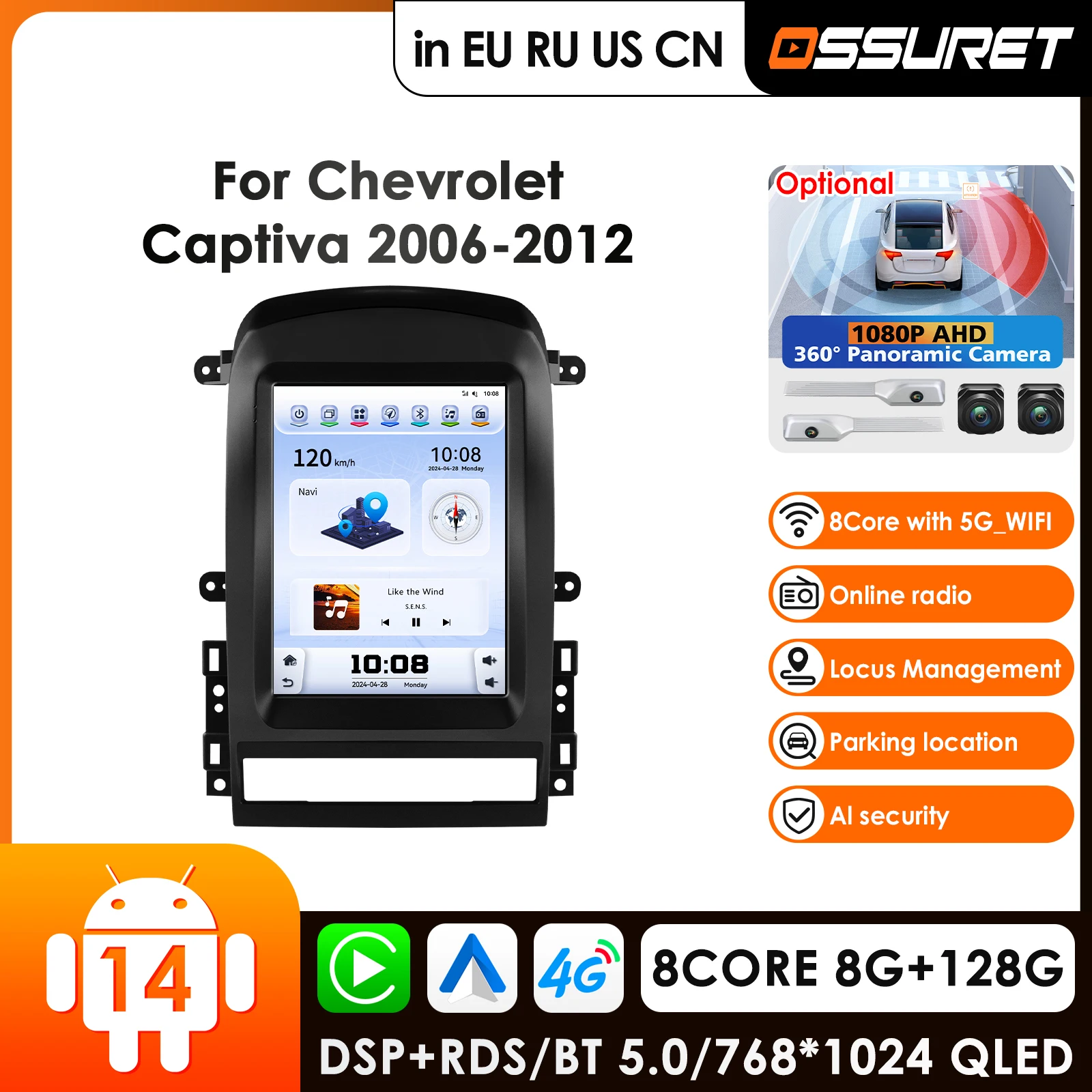 

9,7-дюймовый интеллектуальный плеер с искусственным интеллектом, 2 Din, Android, автомобильное радио для Chevrolet Captiva Sport 2006-2012 GPS Carplay Auto 4G WIFI
