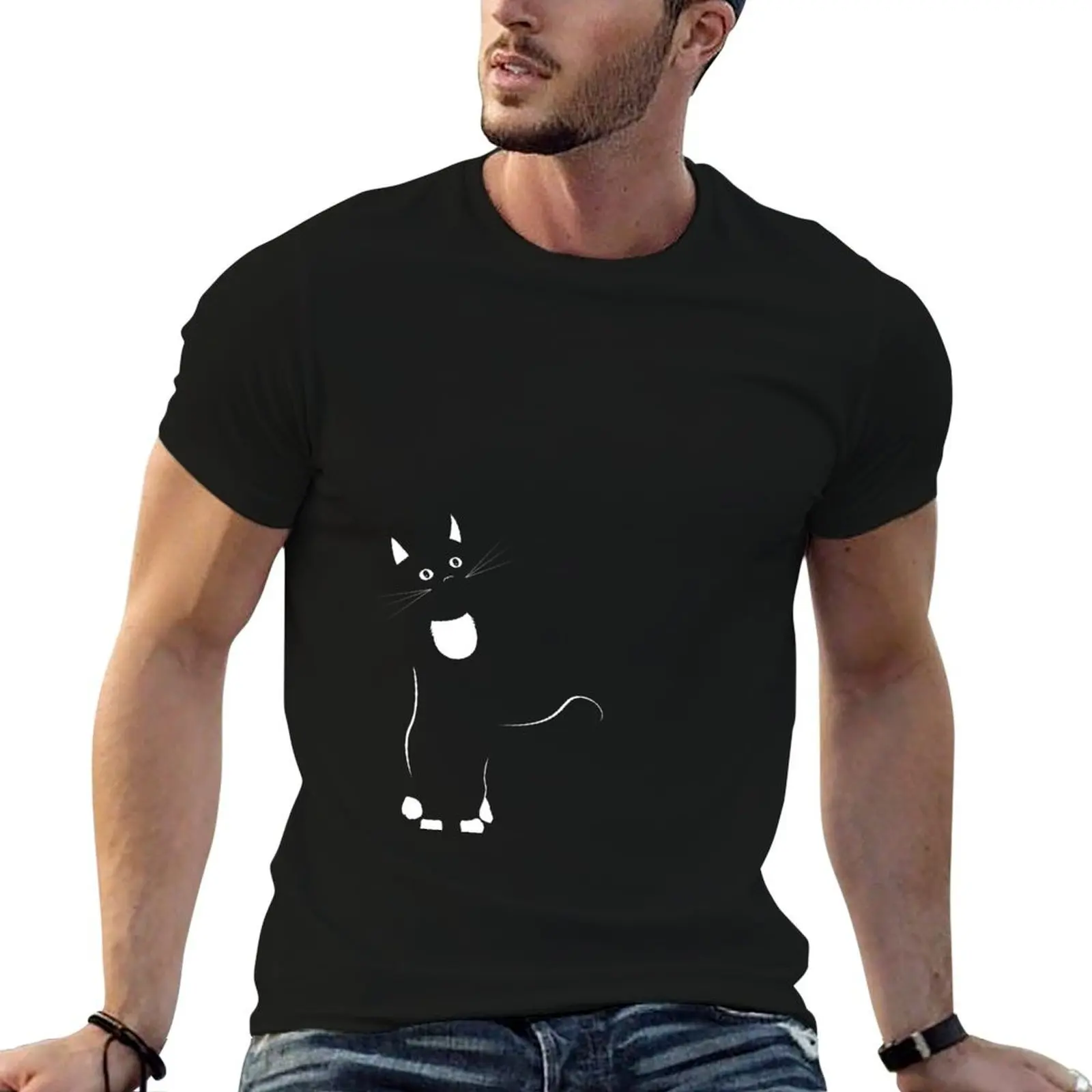 Curious Cat T-Shirt shirts graphic tee anime tshirt oversized t shirt Men's t shirts