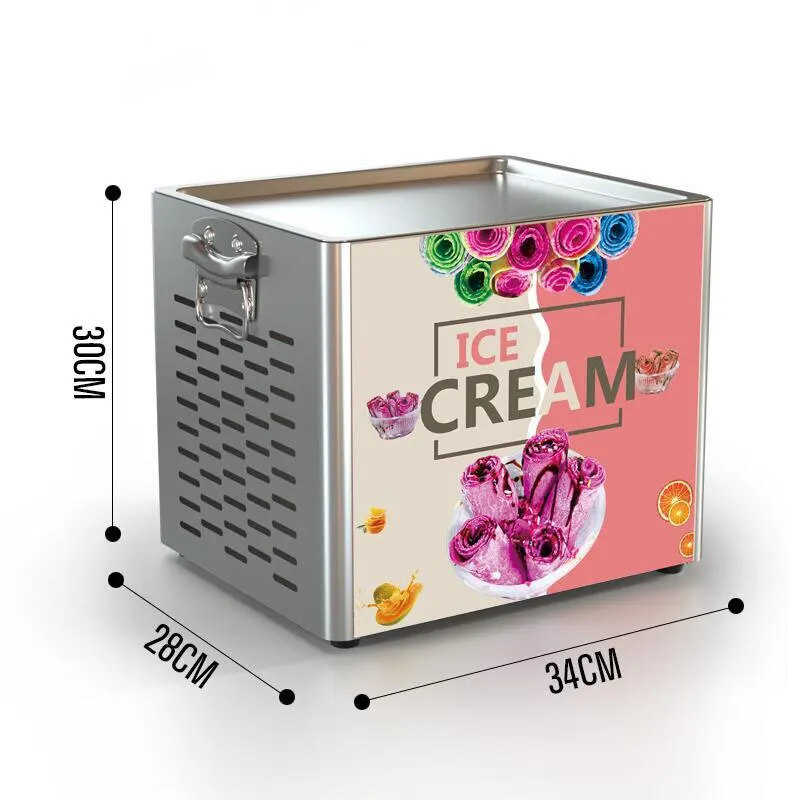 Fried ice cream iogurte que faz a máquina de rolo elétrica uso comercial e uso doméstico inoxidável stell thai fritar pan