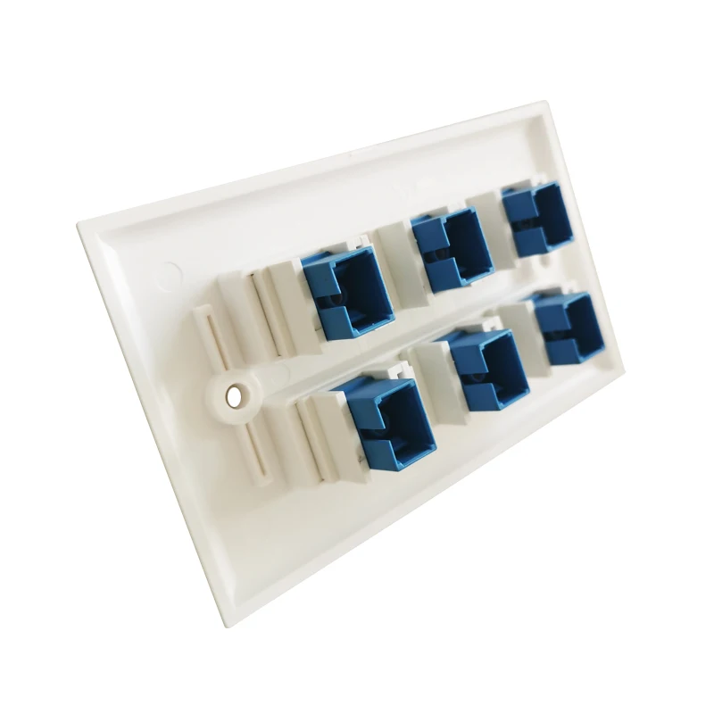 6 Port SC Serat Optik UPC Panel Dinding Steker Konektor Perempuan untuk USA SC/SC Penutup Faceplate Dalam Warna Putih