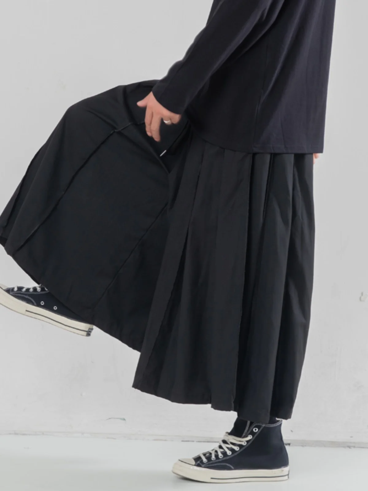 

Japanese Style Culottes Couple Wide-Leg Skort Yamamoto Dark Bright Line Design Fashion Brand Casual Pants