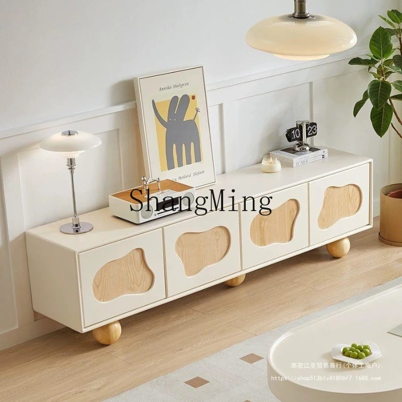 

FG cream wind TV cabinet combination living room floor cabinet small apartment simple modern light luxury storage cabinet