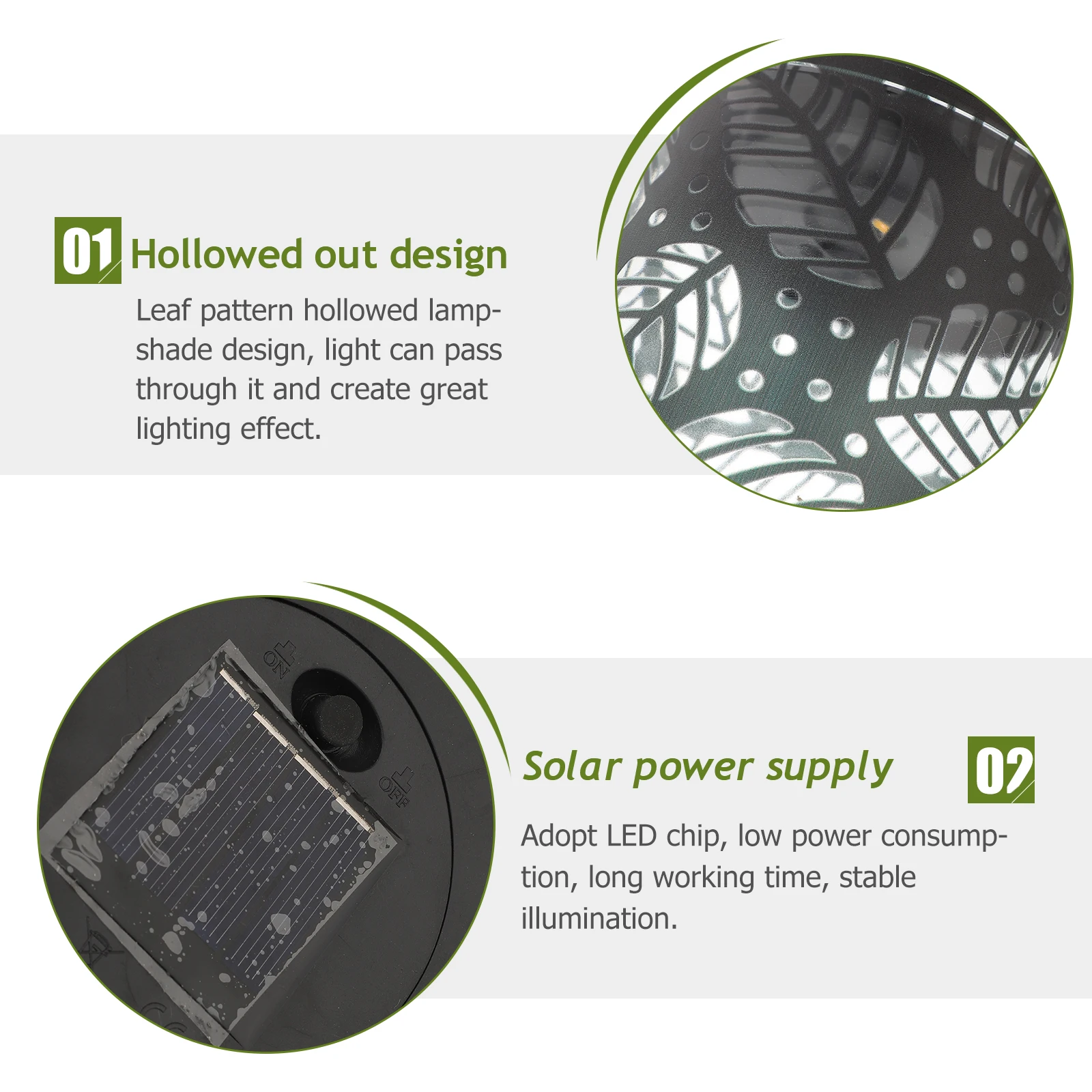 

Ground Plug Lamp Leaf Projection Light Garden Outdoor Wrought Iron Decorative Landscape Lighting Efficient Solar Panel Long