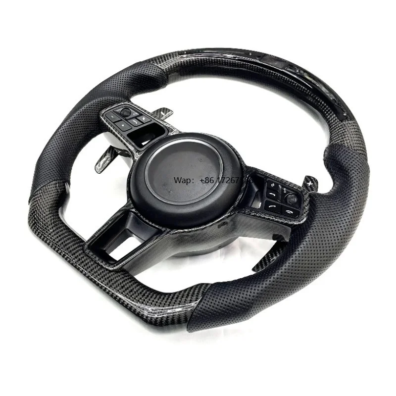 พวงมาลัยคาร์บอนไฟเบอร์สำหรับรถ 911 718 Cayenne Macan Panamera ตอบสนองการบังคับเลี้ยวอย่างรวดเร็ว ป้องกันการสั่นสะเทือน