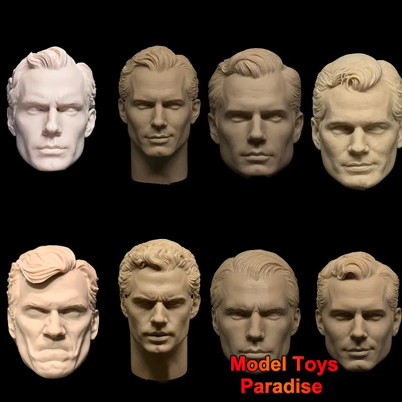 

Unpainted DIY 1/6 Scale Henry Cavill Soldier White Model Head Superman Hero Head Carving Fit 12Inch Action Figure Body
