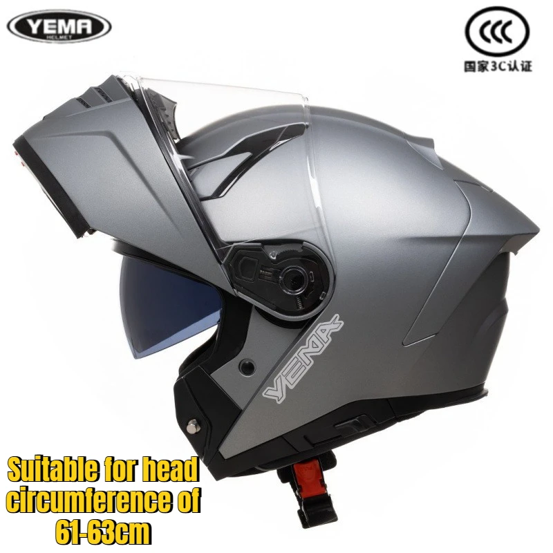 

YEMA ersonalised Dual Lens Flip Up Helmets Motocross Racing Modular Cascos Para Moto Men Women Full Face Motorcycle Helmet