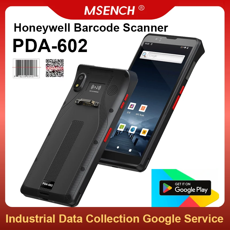 MSENCH Black 2D Barcode Scanner with Speaker and Microphone Powered by a built-in 5000mAh Capacity Runs on Android 12 OS