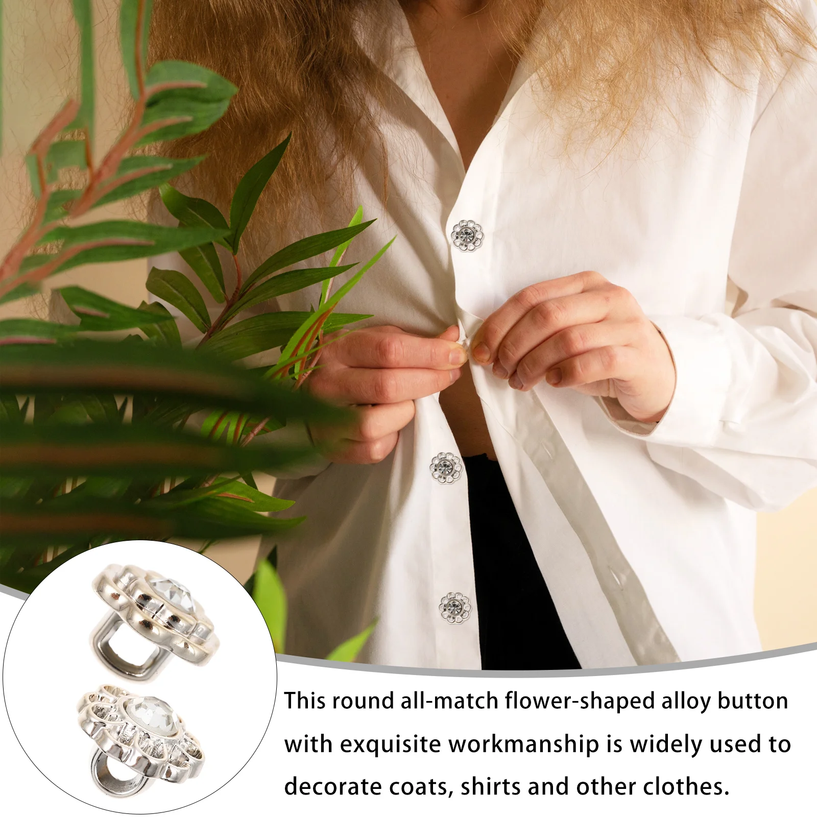 

40pcs Collar Flower Alloy Diy Clothing Fasteners For Shirts Coats Blouses Sewing Accessories Decorative Buttons Replacement