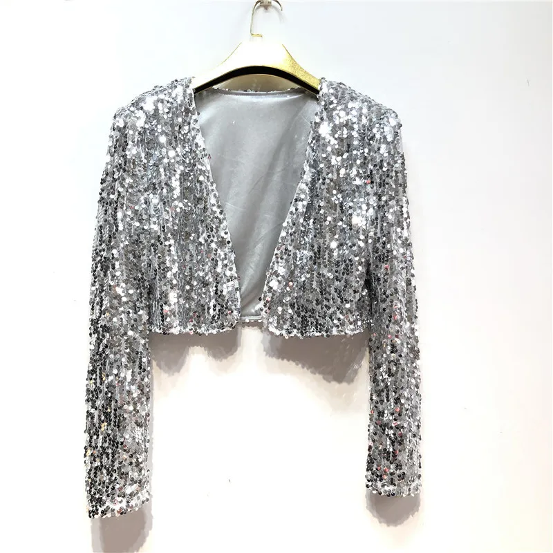 

Women Sequin Jacket Casual Loose Coat Elegant Shiny Fashionable Party Evening Dress Jacket Outwear Short Tops Spring New