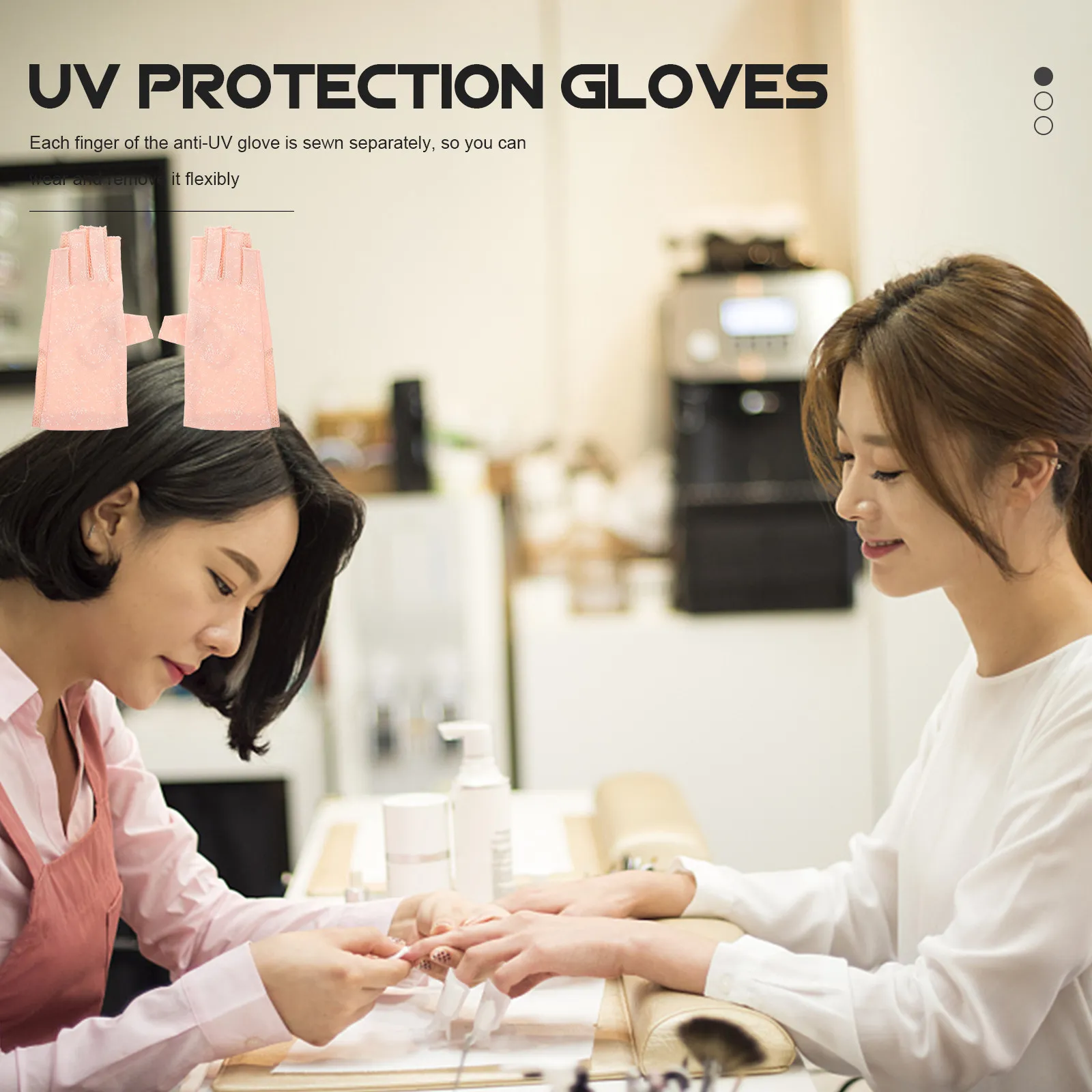 1Pair Anti-Uv Manicure Gloves Premium Thin Stretchy Uv Protection Fingerless Nail for Women Salon Hand Protector