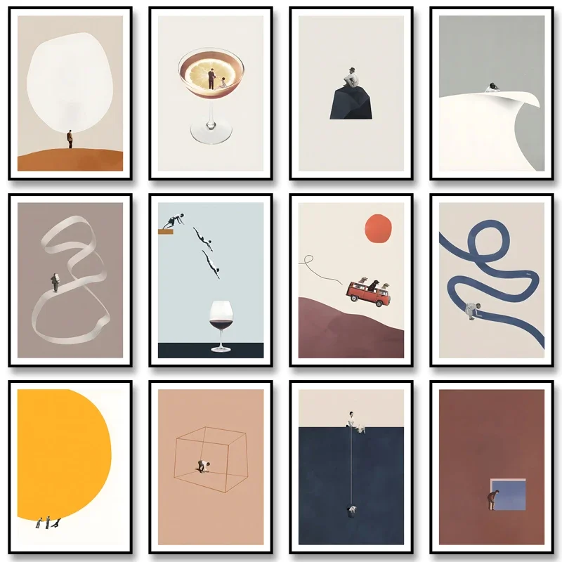 مجردة الكلاسيكية خمر المشارك أنت وأنا وحده طباعة قماش اللوحة الرجعية جدار صورة فنية لغرفة المعيشة ديكور المنزل