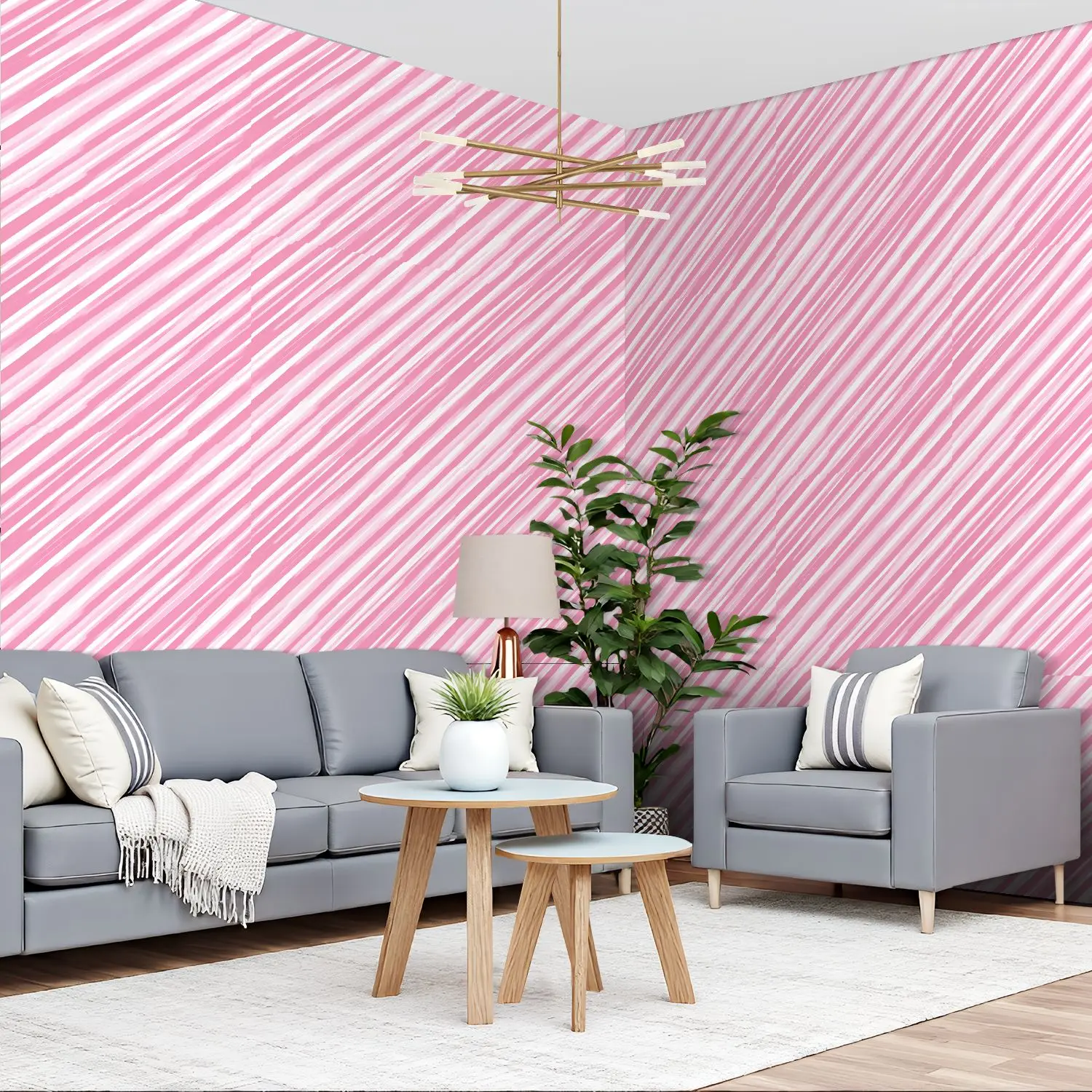 

Розово-белые диагональные обои 22,83 "X 118" водонепроницаемые обои для гостиной/спальни/ванной комнаты ПВХ стикер на стену